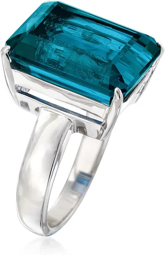 Vista 3 de Ross-Simons Anillo de topacio azul Londres de 14.00 quilates en plata de ley