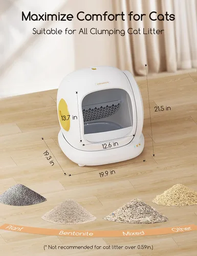 Vista 8 de Meowant Caja de arena para gatos autolimpiante, control de aplicación