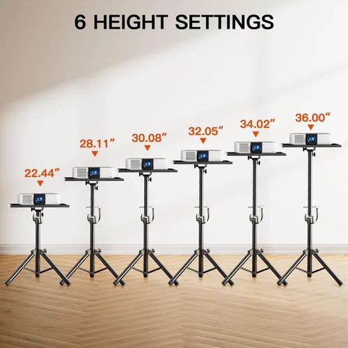 Vista 6 de AMADA Soporte para proyector, soporte para laptop con altura ajustable de 22 a 36 pulgadas, soporte de proyector resistente como bastidores de DJ