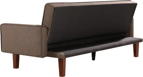 Vista 6 de Sofá cama moderno y simple, respaldo ajustable, sofá funcional con diseño de cuadrícula clásica, sofá de tres asientos, marco de madera, adecuado