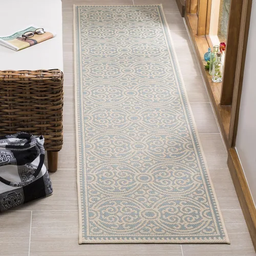 Vista 22 de SAFAVIEH Alfombra lavable para exteriores Linden Collection - 4 x 6 pies, aguamarina y crema, no desprende pelusa y fácil de limpiar, ideal