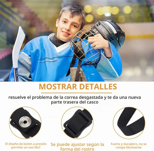 Vista 3 de Hockey Helmet Chin Strap Single Snap Detachable Sports Strap Replacement Ear Loops adjustable buckle Accessory Repair Kit