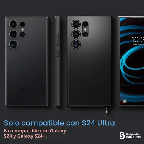 Vista 2 de Spigen Funda fina diseñada para Galaxy S24 Ultra (2024) [carcasa dura] [protección de grado militar] - negro