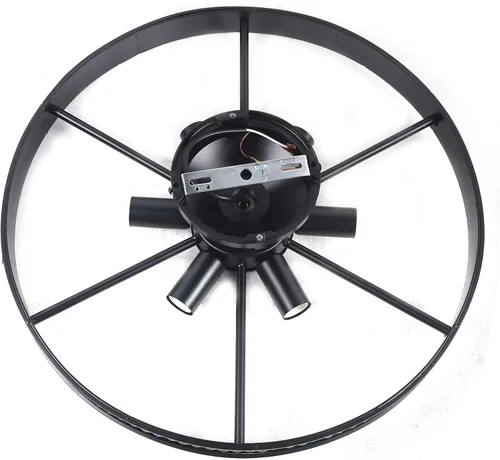 Vista 7 de Lámpara de techo con rueda de carro, 6 luces rústicas de estilo rústico semiempotrado, lámpara de techo industrial para cocina, isla, comedor