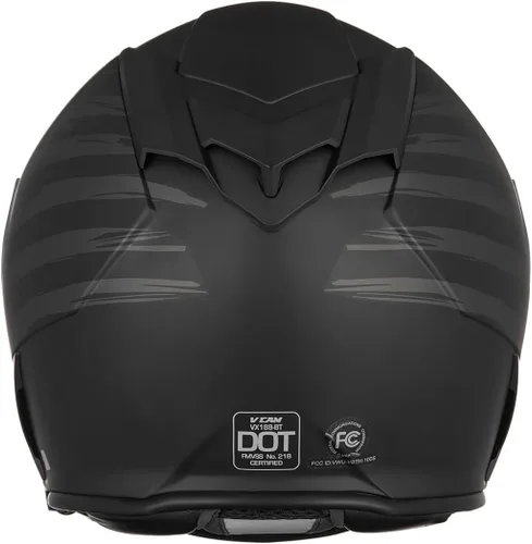 Vista 5 de VCAN - Casco integral de motocicleta con Bluetooth integrado, cara completa con doble visera