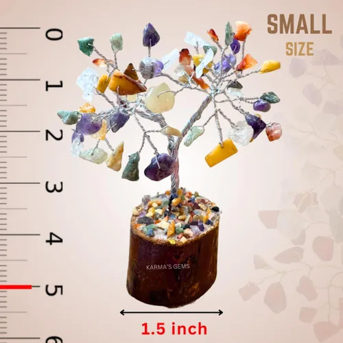 Vista 3 de Árbol de la vida pequeño con múltiples cristales, árbol de decoración de Feng Shui, árbol de cristal de energía positiva, árbol de piedras preciosas