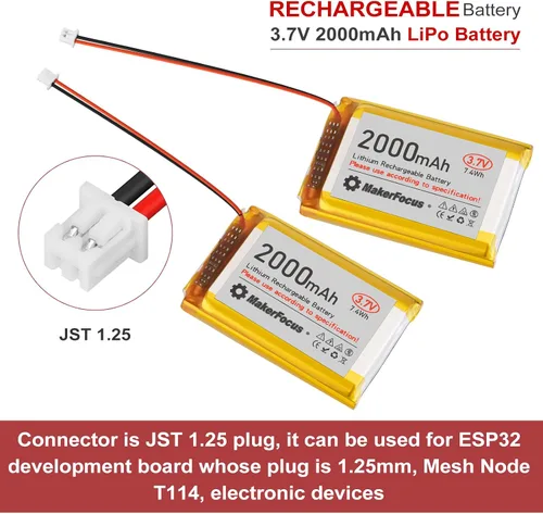 Vista 2 de 4pcs 3.7V 2000mAh 7.4Wh batería de polímero de litio 1S 103450 LiPo batería recargable con placa de protección y enchufe JST 1.25 para placa