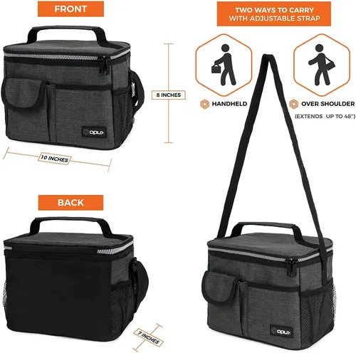 Vista 3 de OPUX Lonchera aislada para adultos, hombres, mujeres, niños y niñas Bolsa térmica mediana a prueba de fugas para la escuela, trabajo, oficina