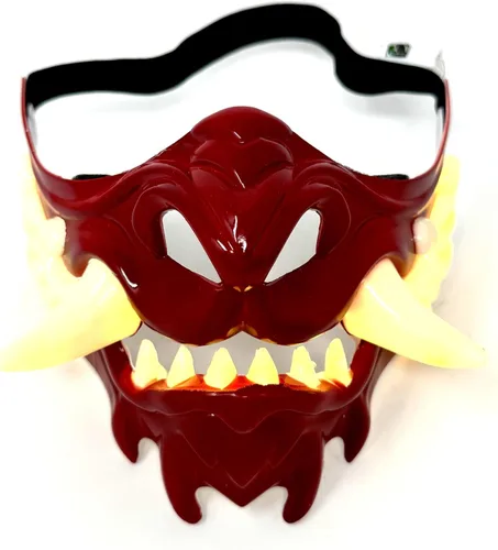 Vista 10 de Máscara de media cara metálica LED estilo steampunk para disfraz de Halloween, fiesta de cosplay