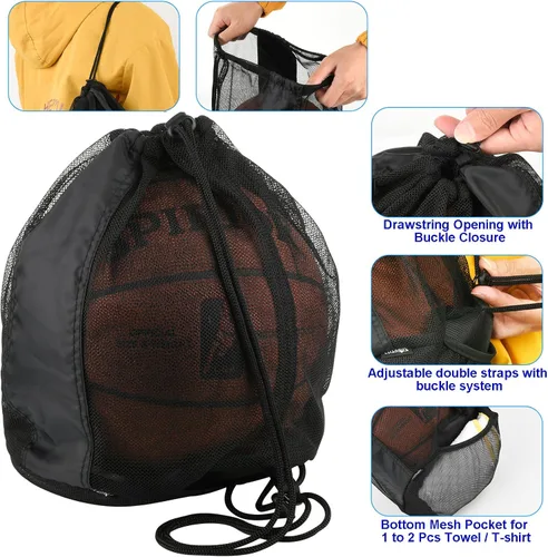 Vista 3 de Cosmos Mochila de baloncesto – Bolsa de baloncesto – Bolsa de almacenamiento de una pelota de fútbol de malla para equipo de voleibol y rugby