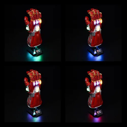 Vista 6 de Kyglaring Kit de iluminación LED diseñado para Lego Nano Gauntlet 76223 (sin modelo) y juego de luces compatible con réplica Iron Man Gauntlet