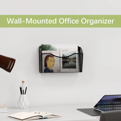 Vista 3 de EasyPAG Mesh Collection organizador de archivos y cartas para montar en pared, Negro