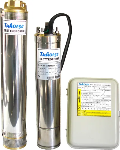 Vista 4 de Conjunto completo bomba de pozo 2 HP 4", caja de control y fin de bomba Maxhead de 450ft, 15gpm nominal, 22gpm Max. 1 fase de 230v, 60Hz, 1.5kw