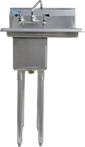 Vista 2 de AmGood Fregadero de acero inoxidable para preparación y uso general Acero inoxidable 304 NSF Restaurante, cocina, lavandería, garaje