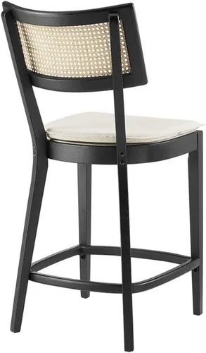 Vista 6 de Modway Taburetes de madera Caledonia - Juego de 2 taburetes en negro y beige Negro Beige