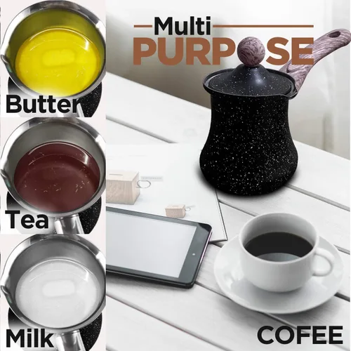 Vista 6 de Ibrik - Cafetera turca multiusos de 12 onzas, acero inoxidable resistente a la corrosión y de grado alimenticio (11.8 fl oz)