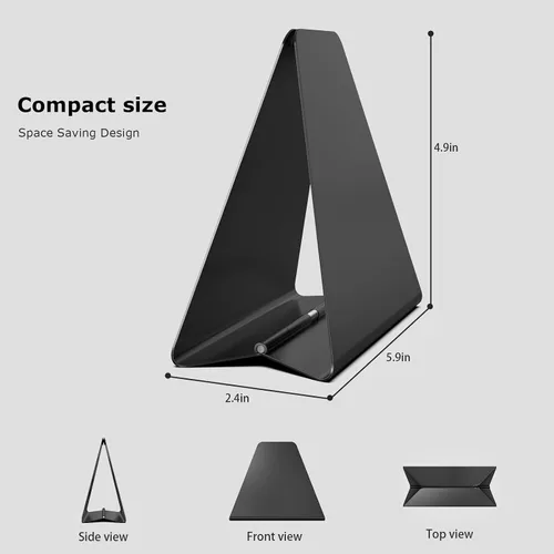 Vista 2 de Servilletero autoajustable para servilletas de papel, metal negro Compact black metal design with self-adjusting pressure arm for kitchen