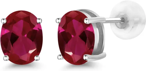 Vista 181 de Gem Stone King Aretes de oro de 14 quilates con piedra natal ovalada de 0.315 x 0.236 in Aretes de oro para mujer