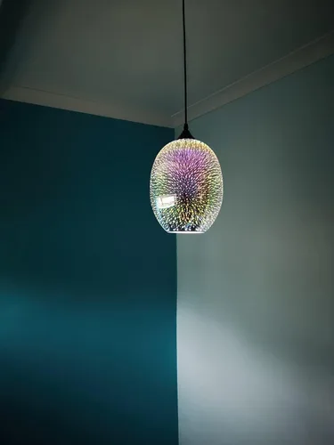 Vista 8 de Moderna lámpara colgante de fuegos artificiales 3D, luces colgantes coloridas de cristal de fuegos artificiales, lámpara colgante única para cocina