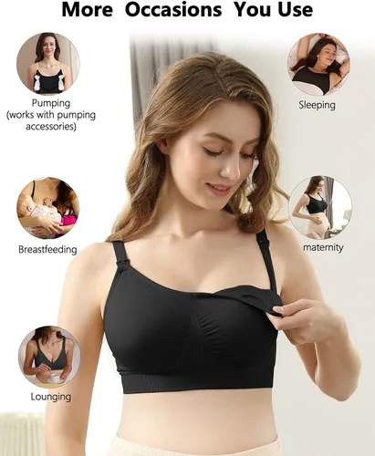 Vista 11 de iloveSIA Nursing Bras for Mom Breastfeeding, Seamless Supportive Sleep Bra for Maternity Postpartum S-2XL 3Pack