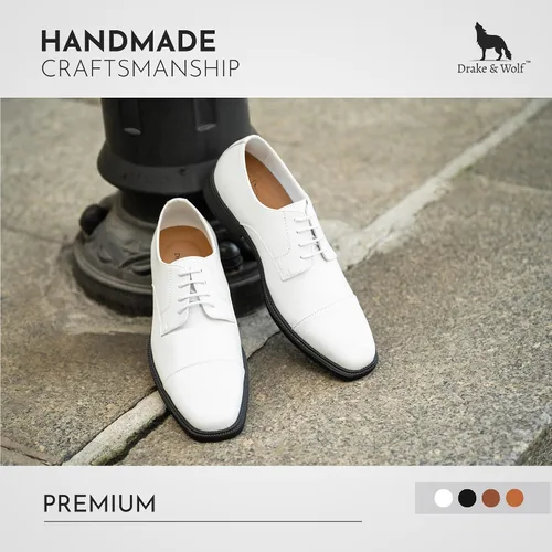 Vista 7 de Drake & Wolf Handmade Mens Oxford Shoes - Mens Dress Shoes - Classic Manmade Microfiber Leather Oxfords for Men Casual Dress Shoes - Comfortable