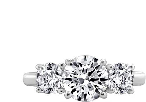 Vista 9 de Tienda Collection Platinum or Gold Plated Sterling Silver Round 3-Stone Ring made with Infinite Elements Cubic Zirconia