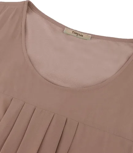 Vista 24 de Timeson - Camiseta de gasa sin mangas, blusa tipo túnica informal de doble capa para mujer