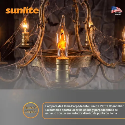 Vista 8 de Sunlite Lámpara de araña pequeña parpadeante con base de candelabro, naranja, para iluminación navideña y decorativa, E12, base de candelabro