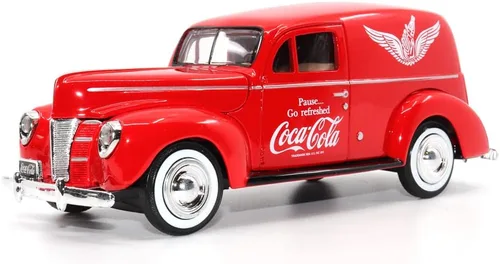 Vista 2 de Motor city classics Coca-Cola Diecast coleccionable Furgoneta Ford Delivery 1940 con enfriador Modelo a escala 1:24 fundido a presión 424195