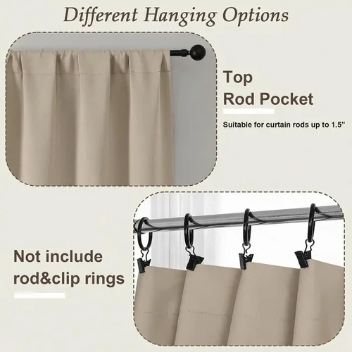 Vista 3 de Gwine Cortinas opacas para dormitorio, 54 pulgadas de largo, paneles de cortina de ventana con aislamiento térmico y reducción de ruido, cortinas