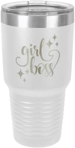 Vista 18 de GIRL BOSS - Vaso grabado con láser de acero con recubrimiento de polvo para viaje, sin BPA, para mantener tu bebida fría o caliente, idea de regalo