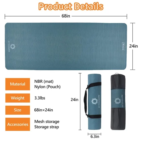 Vista 8 de Primasole PER - Tapete de yoga ecológico de 2 colores (0.4 pulgadas), agarre seguro para yoga, pilates, gimnasio, resistente a desgarros, portátil