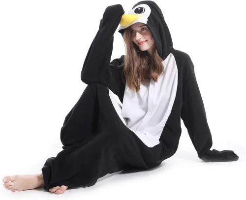 Vista 3 de Adult Penguin Pajamas One Piece Halloween Christmas Cosplay penguin Costume Animal Homewear Sleepwear For Women Men