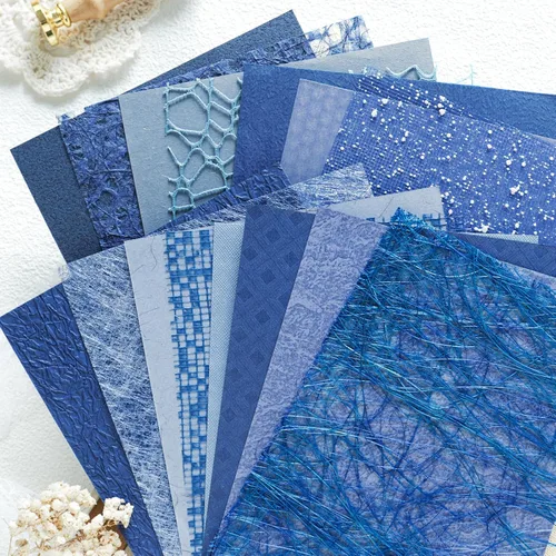 Vista 11 de Aromoty 20 piezas de papel artesanal para álbum de recortes, papel texturizado para manualidades, papel Morandi A5 en malla, tela de morera, mezcla