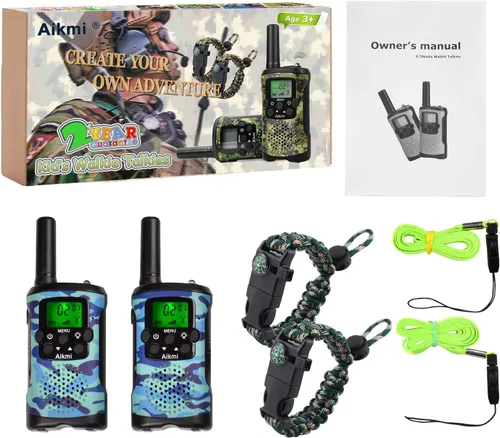 Vista 7 de Aikmi - Walkie Talkies para niños, de 22 canales de radio, 2 vías y 3 millas de alcance. Walkie Talkies de juguete duraderos, el mejor regalo