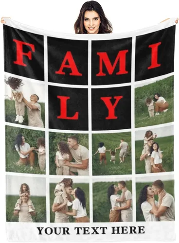 Vista 18 de Regalo para mamá y esposa, manta personalizada con 6 fotos, manta personalizada con imagen para familia, amigo, padre, madre, Navidad, cumpleaños
