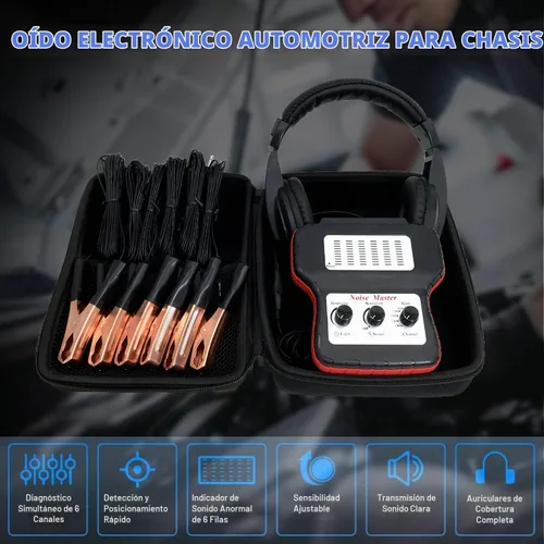 Vista 2 de ZKTOOL Kit de estetoscopio electrónico de chasis con auriculares, estetoscopio electrónico automotriz, juego de herramientas de prueba de sonido