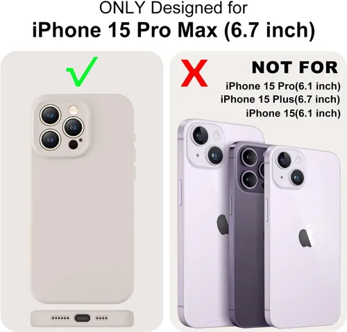 Vista 2 de Compatible con Funda para iPhone 15 Pro Max, Silicona Mejorada [Protección de Cámara] [Forro de Microfibra Suave] Funda de Goma de Gel Delgada Piedra