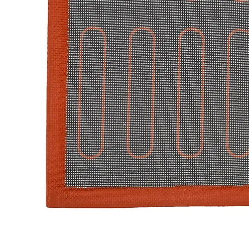 Vista 4 de Amazon Basics Eclair - Tapete de silicona antiadherente para hornear, reutilizable, fácil de limpiar, paquete de 2, negro/rojo/blanco, rectangular
