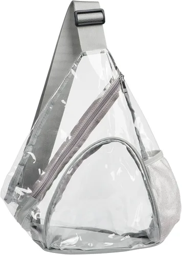 Vista 13 de HULISEN Bolsa de PVC transparente aprobada para estadios, mochila con correa ajustable, Bolsa de bandolera transparente