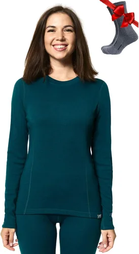 Vista 19 de 100% lana merino capa base mujer - camisa térmica de manga larga con 165 gris carbón