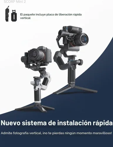 Vista 5 de FeiyuTech Kit oficial SCORP Mini 2 cardán, estabilizador de cámara de 3 ejes con luz de llenado AI Tracker, 1,3 pulgadas Touch Sreen, para cámara