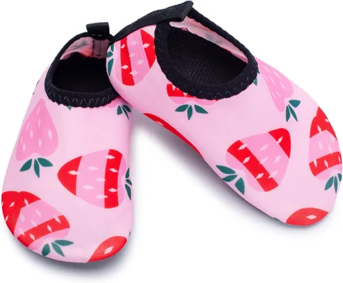 Vista 2 de L-RUN Zapatos de agua para bebés, zapatos para caminar descalzos, calcetines acuáticos para bebés, zapatos de natación para playa, piscina, arena