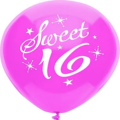 Vista 2 de Globos de látex impresos redondos de 12 pulgadas, 15 años, 6 unidades, colores surtidos