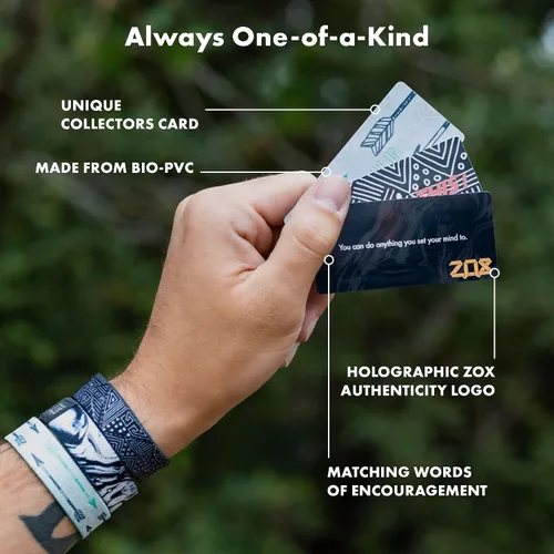 Vista 4 de ZOX Pulseras banda elástica con afirmaciones motivacionales y hermosas obras de arte, gran regalo para hombres, mujeres y niños
