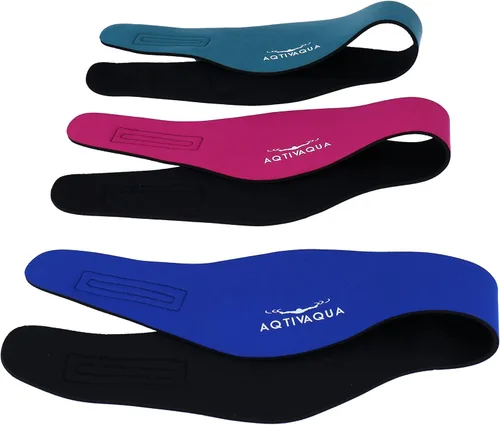 Vista 3 de AqtivAqua Diadema de natación para niños, adultos, hombres, mujeres, niños pequeños, tapones para los oídos (color negro, tamaño: L)
