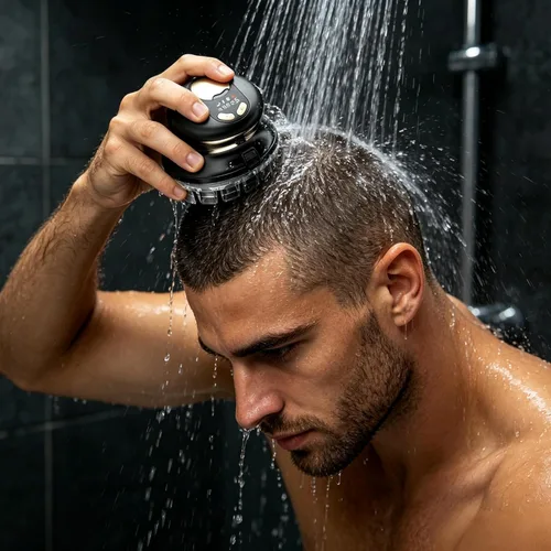 Vista 8 de Kit de corte de pelo automático para hombres, cortadora de pelo circular automática recargable por USB, con recortadora, kit de aseo eléctrico