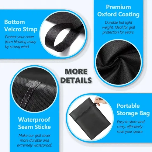 Vista 4 de Funda para Parrilla Kettle de 22 Pulgadas - Funda Superior para Parrilla de Carbón para Parrilla Weber Kettle - Fundas de Barbacoa al Aire Libre