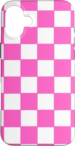 Vista 22 de Funda de tablero de ajedrez clásica a cuadros rosa y blanco para iPhone 16