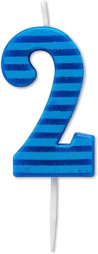 Vista 6 de Papyrus Vela de cumpleaños número 0, rayas azules (1 unidad)